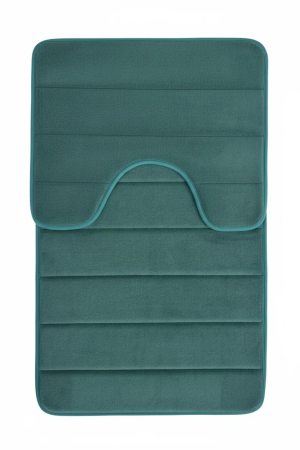 Articole pentru baie - Covorase de Baie, 80x50 cm / 50x40 cm, Verde, Antiderapant, Absorbant, Set 2 bucati