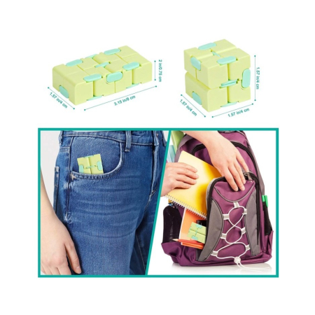 Cub antistres, Fidget Toy, Infinity Magic Cube, Galben/Albastru, 4x4x4 cm [2]