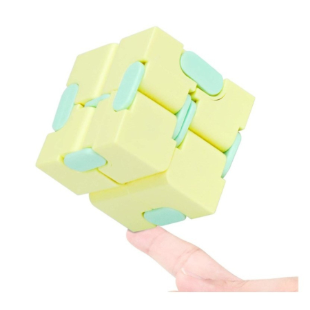 Cub antistres, Fidget Toy, Infinity Magic Cube, Galben/Albastru, 4x4x4 cm [3]