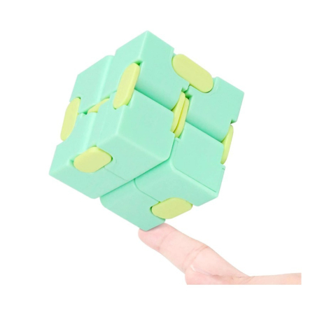 Cub antistres, Fidget Toy, Infinity Magic Cube, Verde/Galben, 4x4x4 cm [4]