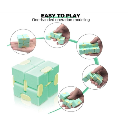 Cub antistres, Fidget Toy, Infinity Magic Cube, Verde/Galben, 4x4x4 cm [2]