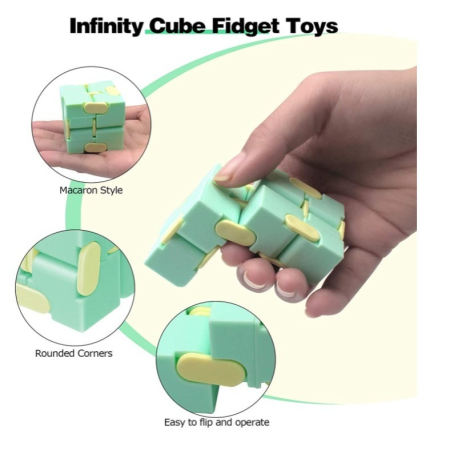 Cub antistres, Fidget Toy, Infinity Magic Cube, Verde/Galben, 4x4x4 cm [1]