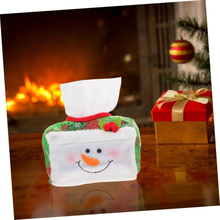 Cutie Decorativa pentru Servetele, Flippy, Model Om de Zapada, Tematica Craciun, 16 x 10 cm, Verde [2]