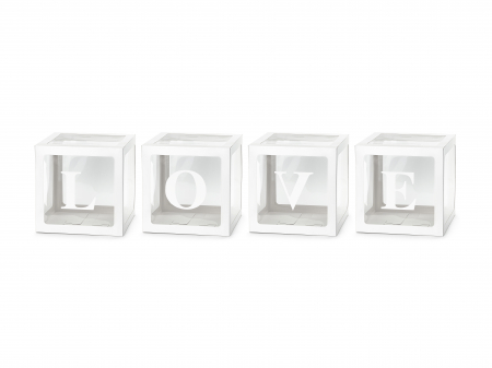 Cutii Pentru Baloane - Cutii pentru baloane LOVE, 30x30 cm, alb
