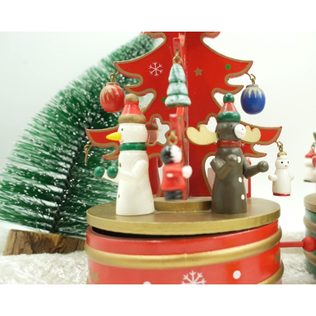 Cutiuta muzicala decorata de Craciun, Bradut, Rosu, din Lemn, 12 cm x 22 cm, Interior, Flippy [1]