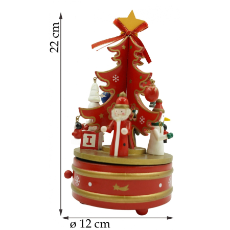Cutiuta muzicala decorata de Craciun, Bradut, Rosu, din Lemn, 12 cm x 22 cm, Interior, Flippy [4]