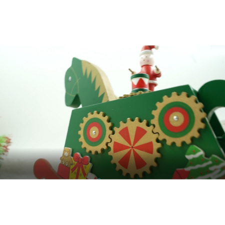 Cutiuta muzicala decorata de Craciun, Ponei, Verde, din Lemn, 18 cm x 25 cm, Interior, Flippy [7]