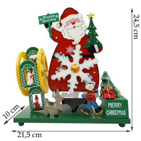 Cutiuta muzicala decorata, Mos Craciun, Multicolor, din Lemn, 21.5 cm x 24.5 cm, Interior, Flippy [9]