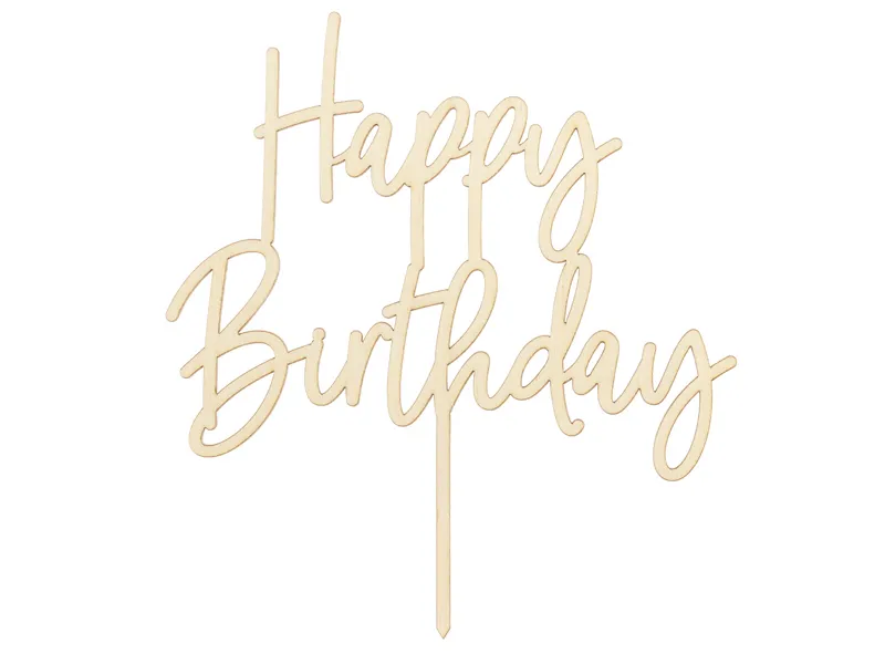 Confetti - Decor din lemn cu mesajul „La mulți ani”, 16,5 cm