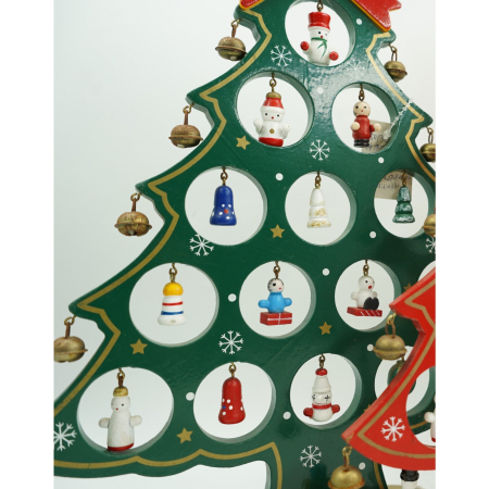 Decoratiune Craciun, Brad, Verde, 15 cavitati cu ornamente, 25.5 cm x 33 cm, Lemn, Flippy [1]