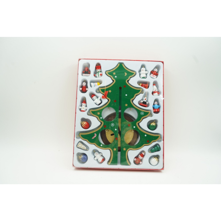 Decoratiune Craciun, Brad, Verde, 8 cavitati cu ornamente, 18.5 cm x 25 cm, Lemn, Flippy [1]