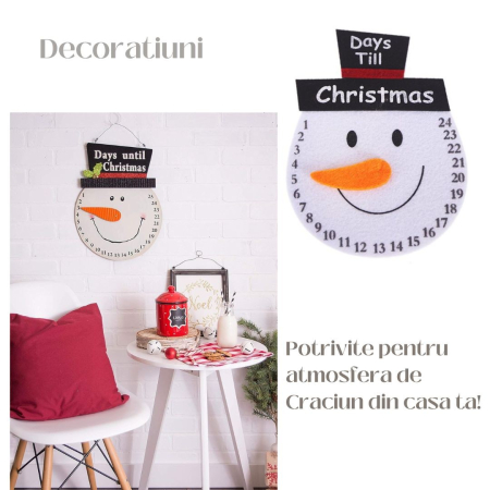 Decoratiune de Craciun Flippy, Advent calendar, numara zilele pana la Craciun, model Om de Zapada, material poliester, 17 x 13 cm, alb [2]