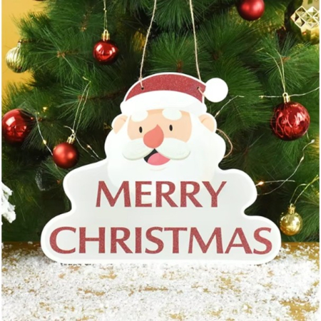 Decoratiune de Craciun, Flippy, de Agatat, pentru Usa, Perete sau Brad, Sfoara Inclusa, 26.2 x 32.5 cm, din Hartie 350g, Model Mos Craciun, Alb/Rosu [2]