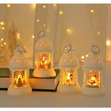 Decoratiuni Craciun - Decoratiune de Craciun, Flippy, Model Sfesnic de Birou, Mos Craciun, din Plastic, cu Inel de Agatat, 6.8 x 13.5 x 2 cm, Alb