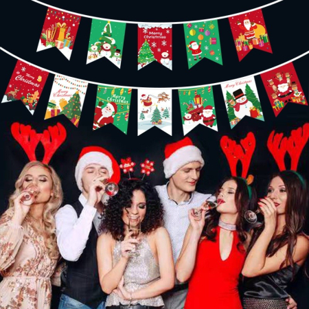 Decoratiuni Craciun - Decoratiune de Craciun, Flippy, Tip Banner, 12 Piese, pentru Usa sau Perete, Multicolor, Sfoara Inclusa, Model A