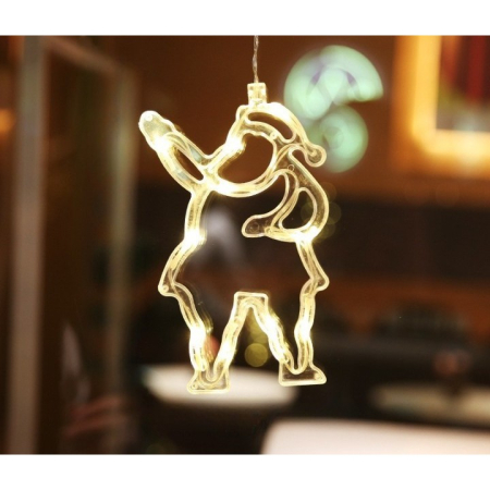 Decoratiune de Craciun Luminoasa in forma de Mos Craciun, 21x13 cm, cu Ventuza, Alb Cald, Flippy [1]