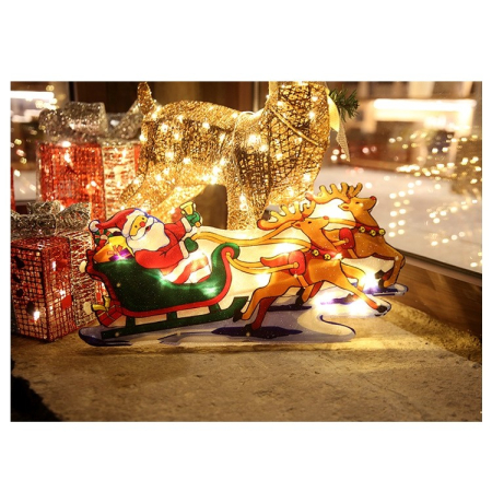 Decoratiune de Craciun pentru fereastra Flippy, Sanie cu reni, cu LED-uri, 26 cm, alb cald [1]
