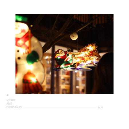 Decoratiune de Craciun pentru fereastra Flippy, Sanie cu reni, cu LED-uri, 26 cm, alb cald [3]