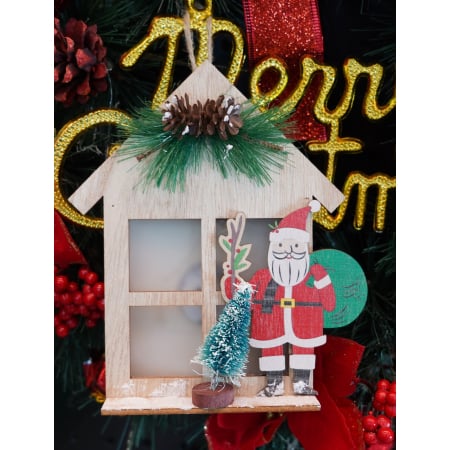 Decoratiuni Luminoase - Decoratiune luminoasa, Flippy, Mos Craciun, maro, lungime: 13 cm, latime: 5 cm, inaltime: 17 cm, lemn, interior/exterior