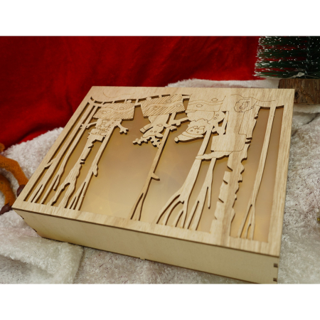 Decoratiune luminoasa, Flippy, Peisaj de iarna - Mos Craciun, maro, lungime: 21 cm, latime: 5 cm, inaltime: 16 cm, lemn, interior/exterior [3]