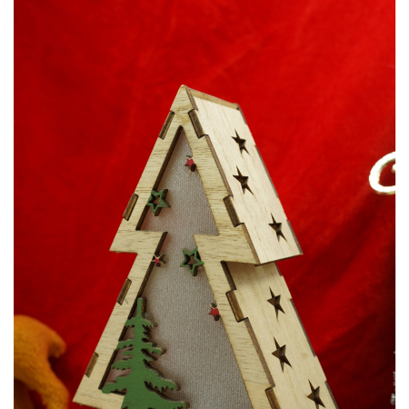 Decoratiune luminoasa, model de Brad cu Om de zapada, maro, lungime: 14 cm, latime: 5 cm, inaltime: 20 cm, lemn, interior/exterior [3]