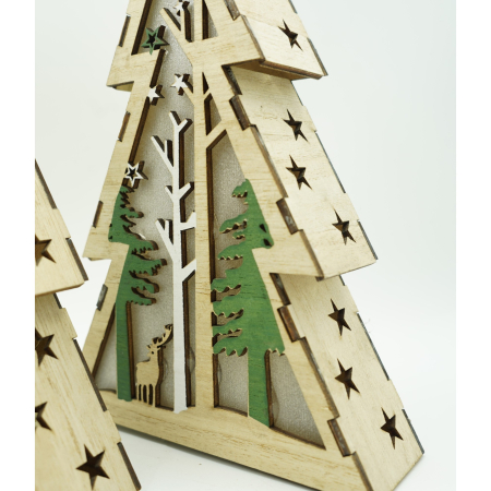 Decoratiune luminoasa, model de Brad cu Peisaj de iarna, maro, lungime: 14 cm, latime: 5 cm, inaltime: 20 cm, lemn, interior/exterior [3]