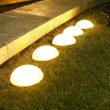 Lampi solare - Decoratiune pentru gradina, Flippy, lampa solara in forma de ciuperca, 5 ciuperci, alb cald