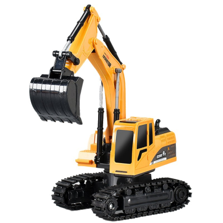 Jucarii pentru copii - Excavator Jucarie pentru Copii, Flippy, Jucarie Excavator cu Telecomanda, Jucarie de Constructie, Acumulator cu Incarcare USB, 23 x 22 x 9 cm, Portocaliu