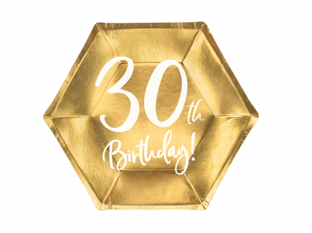 Petrecere 30 Ani - Farfurii aurii "30'th Birthday" - 20CM Set 6 BUC