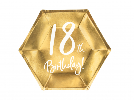 Petrecere Majorat - Farfurii aurii "18'th Birthday" - 20CM Set 6 BUC