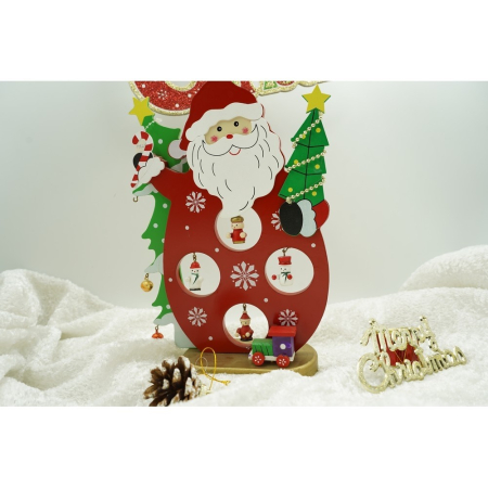 Figurina decorata, Mos Craciun, Rosu, din Lemn, 18 cm x 24.5 cm, Interior, Flippy [5]