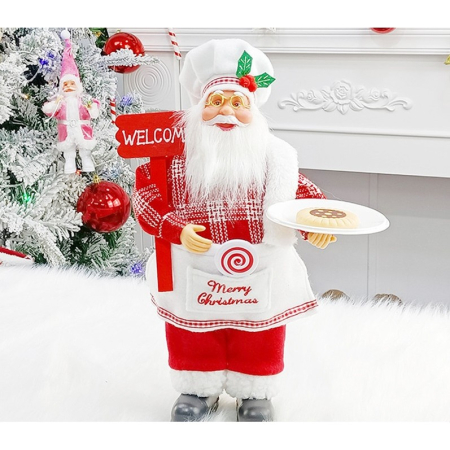 Figurina Decorativa Craciun, Flippy, Mos Craciun Bucatar, 30 x 17 x 10 cm, Material Plastic+Textil, Interior/Exterior, Rosu/Alb [3]