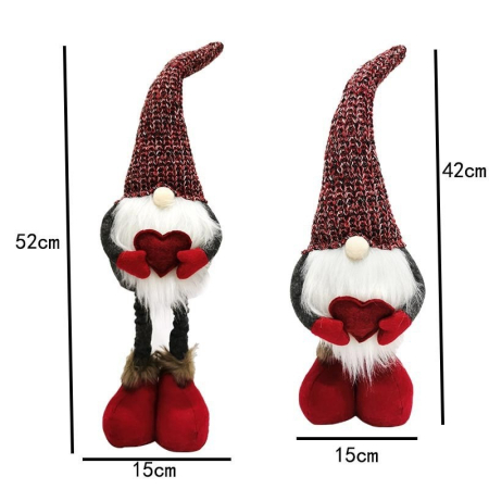 Decoratiuni Craciun - Figurina Decorativa, Pentru Craciun, Flippy, Spiridus, Omul Padurii Indragostit, Picioare Telescopice, Inaltime reglabila 42 - 52 cm, Rosu