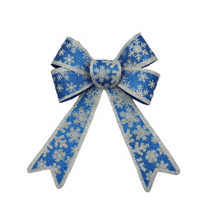 Craciun - Funda pentru brad, Albastra, model de nea, cu margini argintii, 15 x 23 cm, PVC, Flippy