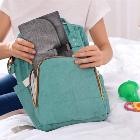 Geanta Multifunctionala, Flippy, Tip Aleza de Schimbat Scutece, Impermeabila, din Panza Oxford, cu Buzunare, Usor de Agatat, 30 x 20 cm, Gri [4]