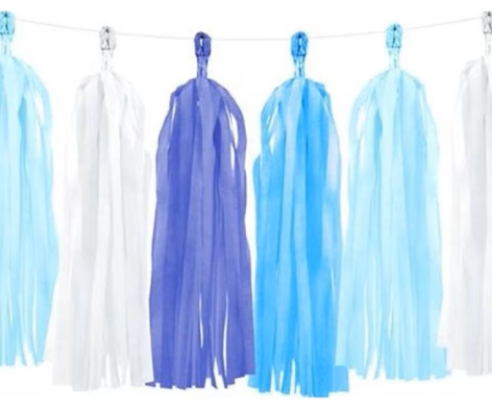 Bride-Box - Ghirlanda cu franjuri, Party Deco, 1,5 m, Albastru