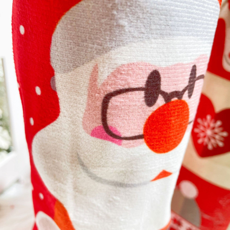 Husa Craciun pentru sticla de vin Flippy, tema Mos Craciun, material textil, 34 cm, multicolor [5]