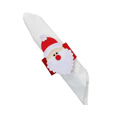 Husa deocarativa festiva pentru servetele si tacamuri, tema Mos Craciun, material textil si poliester, 5.5 x 10 cm, rosu [5]