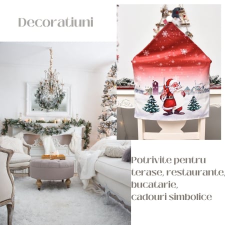 Articole Craciun Bucatarie - Husa pentru scaun Flippy, tematica Craciun, material textil/poliester, 61 x 47 cm, rosu