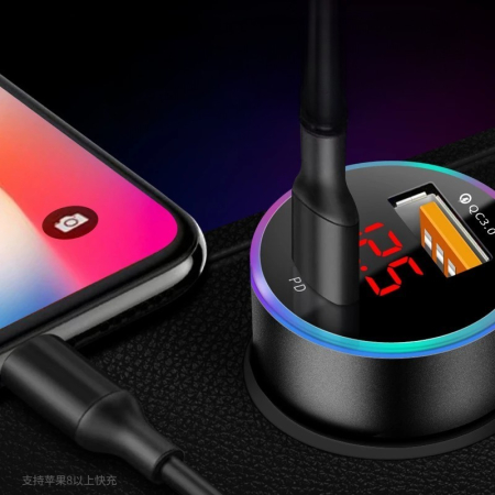 Incarcator Auto 2 in 1, Flippy, Port USB Fast Charge QC3.0 si Type C, PD 20W, Negru [4]