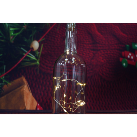 Instalatie Craciun, 1 metru, 10 LED-uri, alb cald,cu baterii,fir cupru, liniar, interior/exterior, Flippy [2]