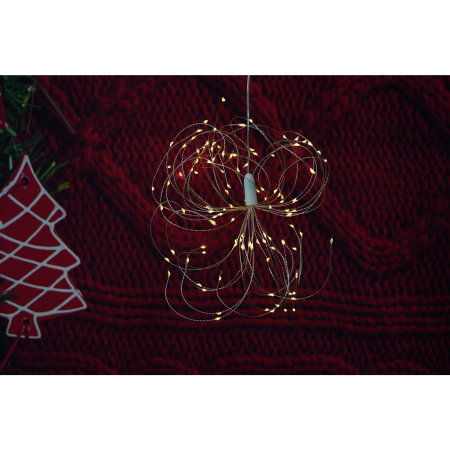 Instalatie Craciun, 180 LED-uri, alb cald, telecomanda 8 functii, cu baterii, explozie fireworks, fir cupru, interior/exterior, Flippy [1]