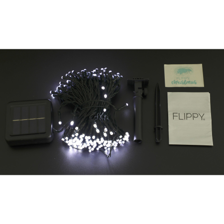 Instalatie Craciun, 20 metri, 200 de LED-uri, Alb Rece, cu energie solara, fir de cupru, liniar, interior/exterior, Flippy [4]