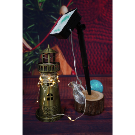 Instalatie Craciun, 5 metri, 50 de LED-uri, alb cald, cu energie solara, fir de cupru, liniar, interior/exterior, Flippy [1]