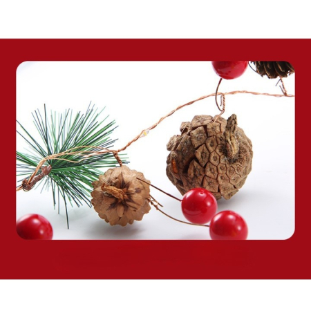 Instalatie Craciun cu baterii, 2 metri, 20 LED-uri tip Ace, conuri de pin si clopotei, Alb Cald, Flippy [5]