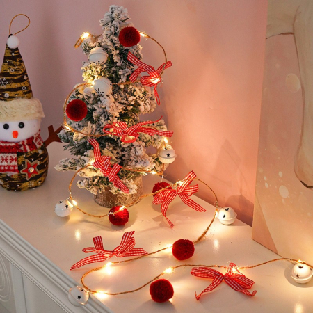 Instalatie Craciun cu baterii, 2 metri, 20 LED-uri tip clopotei si mingiute, Alb Cald, Flippy [4]