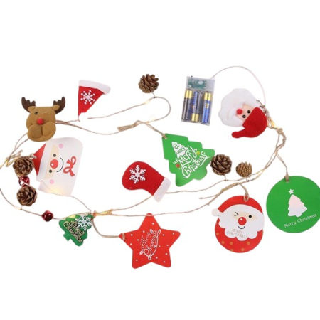 Instalatie Craciun cu baterii, 2 metri, 20 LED-uri tip Conuri de pin si figurine, Alb Cald, Flippy [4]