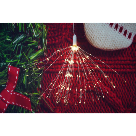 Instalatie Craciun, Flippy, 200 LED-uri, Telecomanda 8 functii, Incarcare Solara, Explozie Fireworks, Fir Cupru, interior/exterior, Alb Cald [2]