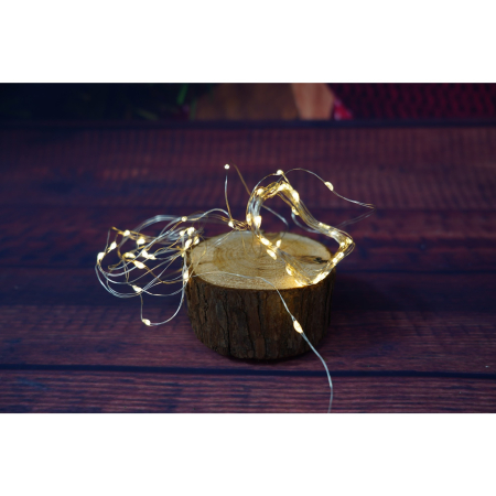 Instalatie Craciun, Liniara, 3 m, Baterii, 30 LED-uri, Alb Cald, Fir Cupru, Interior/Exterior, Flippy [1]