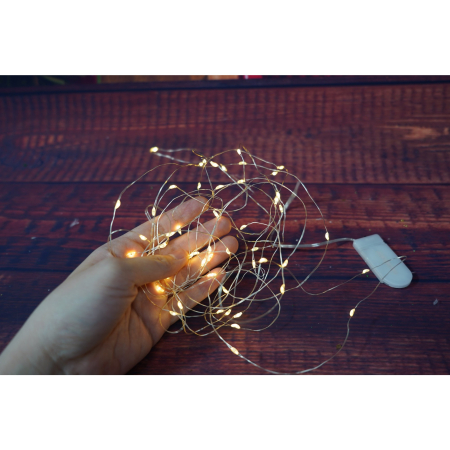 Instalatie Craciun, Liniara, 3 m, Baterii, 30 LED-uri, Alb Cald, Fir Cupru, Interior/Exterior, Flippy [3]